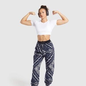 Gymshark Navy and White Patterned Joggers